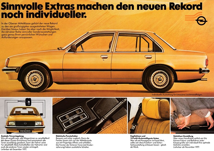  Rekord E Sinnvolle Extras machen den neuen Rekord noch individueller. 09/1977