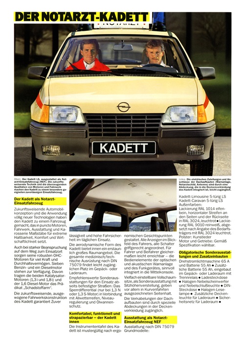  Kadett E Der Notarzt-Kadett 07/1985