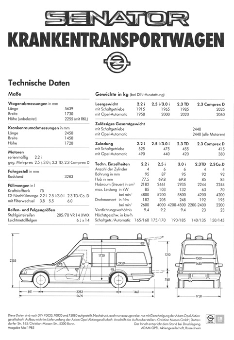  Senator A Senator Krankentransportwagen 05/1985