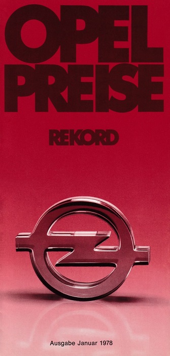 Preisliste Rekord E Rekord 01/1978
