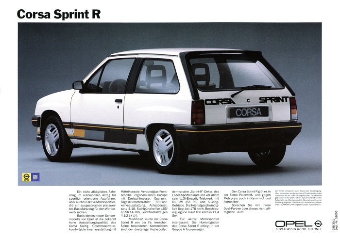 Broschüre Corsa A Corsa Sprint R 02/1985