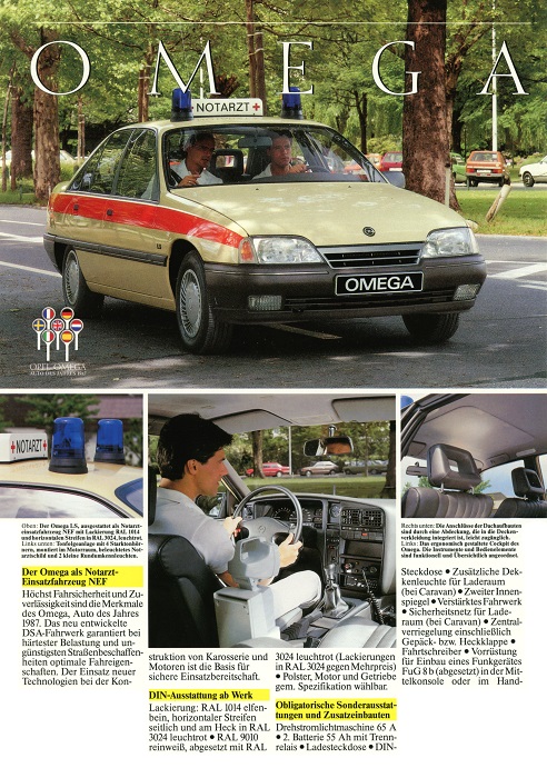 Broschüre Omega A Omega Notarzteinsatzfahrzeug (NEF) 07/1987